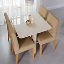 Ver imagem 7 de Kit Conjunto Sala de Jantar Mesa Quadrada 94 Cm com 4 Cadeiras Tampo Mdf Marrom Madeira Off White