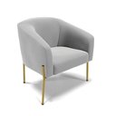 Ver imagem 5 de Sofá Namoradeira e Poltrona Pé de Ferro Dourado Stella Suede Cinza D03 - D'rossi