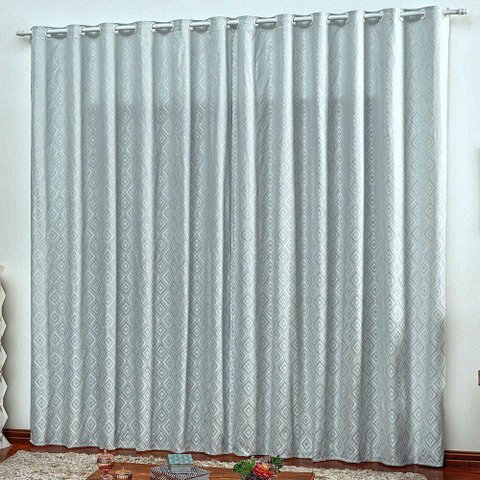 Cortina em Jacquard Bahamas 3,00 X 2,70 para Varão - Cinza Claro