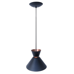 Luminária Pendente Moderna Malibu Preto e Cobre Stilo Lustres - 1