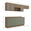 Ver imagem 3 de Armário de Cozinha Modulada Completa Reta 7 Peças 2,80m Botanic Kappesberg - Nogueira/Verde Oliva