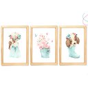 Ver imagem 1 de Quadro decoração quarto de menina aquarela cachorrinho:Pinus
