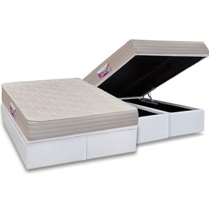 Cama Box Baú King: Colchão Espuma D45 Herval Top + Base CRC Courano White(193x203)