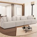 Ver imagem 1 de Sofá 4 Lugares para Sala de Estar Living 308cm Arlo F04 Bouclê Bege - Lyam Decor