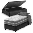 Ver imagem 1 de Cama Box Baú Solteiro King Preto + Colchão Molas Ensacadas Zidi Miami 96x203x64cm
