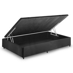 Cama Box com Baú Solteiro King Preto + Colchão Molas Ensacadas Miami 96x203x64cm - 2