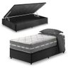 Cama Box com Baú Solteiro King Preto + Colchão Molas Ensacadas Miami 96x203x64cm - 1