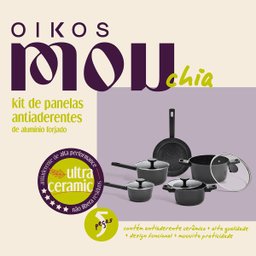 Jogo Panelas Antiaderente Ultra Ceramic Indução 5 Peças Cor Preta Mou Chia - Oikos - 3