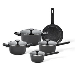 Jogo Panelas Antiaderente Ultra Ceramic Indução 5 Peças Cor Preta Mou Chia - Oikos - 1
