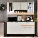 Ver imagem 7 de Kit Cozinha 120cm com Balcão e Aéreo Ripado 8 Portas Coral Damasco e Branco