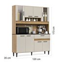Ver imagem 3 de Kit Cozinha 120cm com Balcão e Aéreo Ripado 8 Portas Coral Damasco e Branco