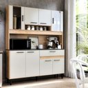 Ver imagem 1 de Kit Cozinha 120cm com Balcão e Aéreo Ripado 8 Portas Coral Damasco e Branco