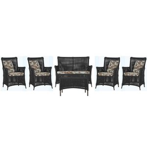 Jogo Sofá 4 Poltronas e Mesa Igapó Marrom E6 Trama Original Preto