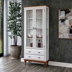 Cristaleira 2 Portas 2 Gavetas Exclusive Alta Branco - Imbuia