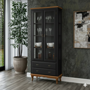 Ver imagem 3 de Cristaleira 2 Portas 2 Gavetas Exclusive Alta Branco - Imbuia