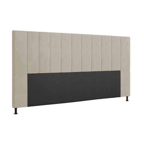 Cabeceira Malibu Para Cama Box King 195 cm Suede Bege - D’Rossi