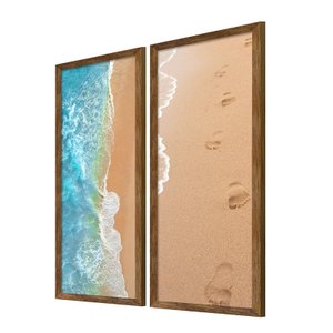 Dupla de Quadros Decorativos Praia Mar Azul para Sala Quarto