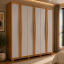 Ver imagem 1 de Guarda-Roupa Casal 100% MDF 6 Portas e 2 Gavetas com Pés 180cm Multimóveis CR35520 Madeirado/Off