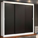 Ver imagem 1 de Guarda-Roupa Casal Madesa Lyon Plus 3 Portas de Correr 4 Gavetas Branco/Preto Cor:Branco/Preto