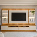 Ver imagem 1 de Painel para Tv 70 Pol com Rack Bancada 297cm Real L06 Tauari/off White - Mpozenato