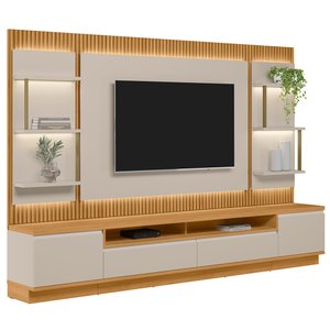Painel para Tv 70 Pol com Rack Bancada 297cm Real L06 Tauari/off White - Mpozenato