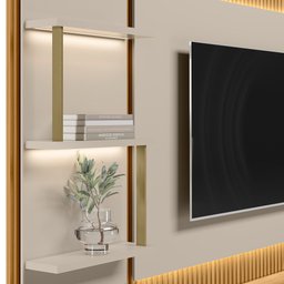Painel para Tv 70 Pol com Rack Bancada 297cm Real L06 Tauari/off White - Mpozenato - 8
