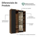 Ver imagem 4 de Guarda-Roupa Solteiro 4 Portas Batentes com Espelho Rustic/Preto/Preto Venus Madesa