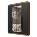 Ver imagem 2 de Guarda-Roupa Solteiro 4 Portas Batentes com Espelho Rustic/Preto/Preto Venus Madesa