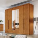 Ver imagem 4 de Guarda Roupa Casal New Messina 6 Portas 8 Gavetas com Espelho Cinamomo - Novo Horizonte