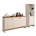 Ver imagem 2 de Kit Sala Jantar e Aparador 3 Portas e Livreiro Zeus - Via Nossa - Offwhite/naturale