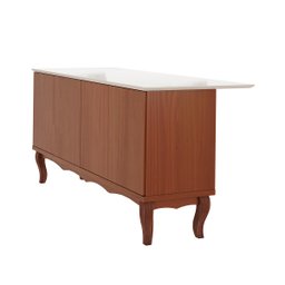 Balcão Buffet Bancada Ilha Gourmet 170 x 70 Cm Italy Tampo Vidro Off White Base MDF Imbuia - 2