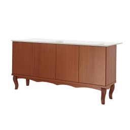 Balcão Buffet Bancada Ilha Gourmet 170 x 70 Cm Italy Tampo Vidro Off White Base MDF Imbuia - 1