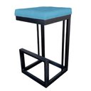 Ver imagem 4 de Kit 08 Banquetas Londres Base de Ferro Sued Azul Tiffany - D'classe Decor