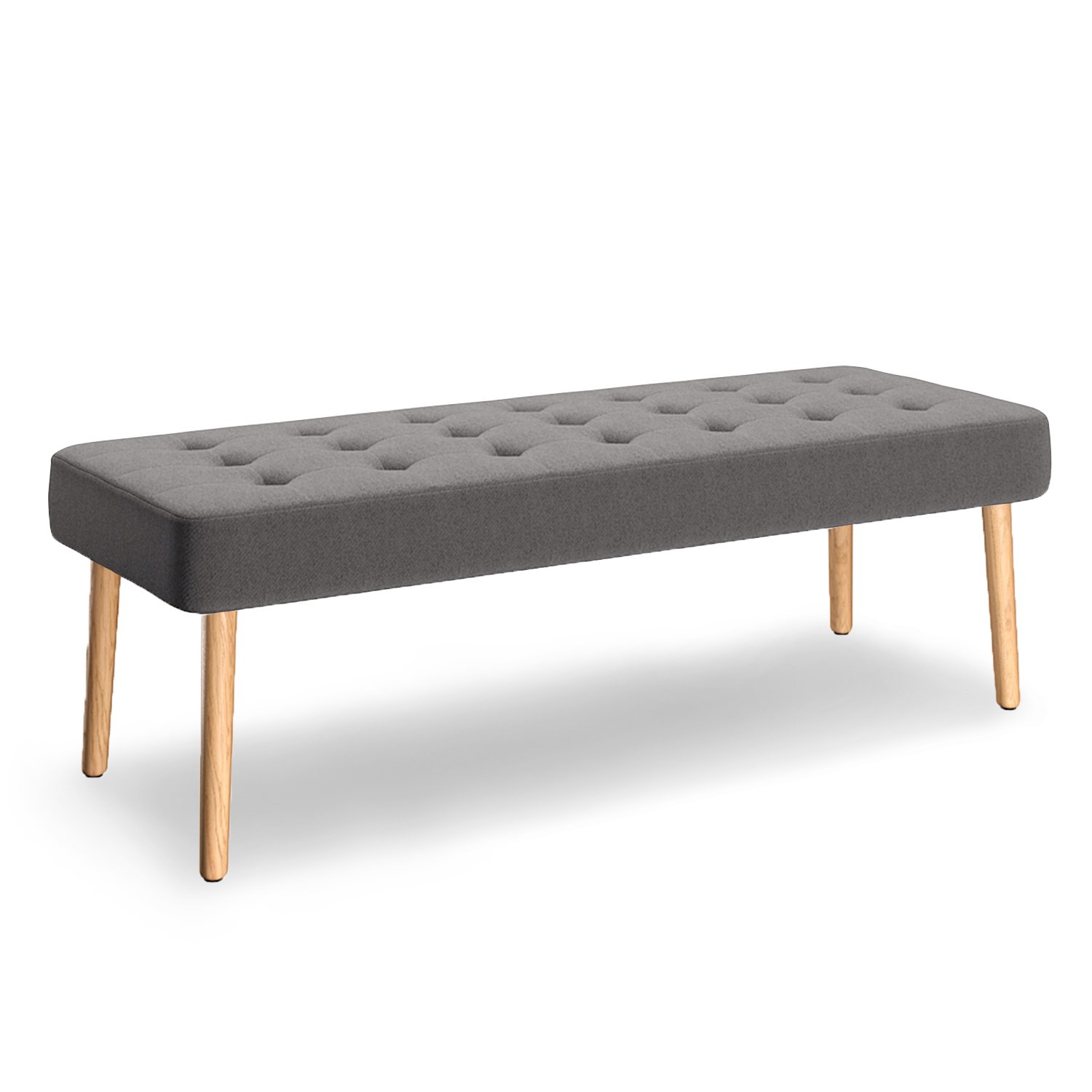 Banco Rubi Capitone 120cm Suede Cinza - Lares Decor