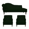 Kit Divã Cancun 140cm Braço Direito + 2 Poltronas Genesis com Strass Suede: Verde - 1