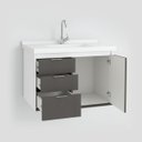Ver imagem 3 de Gabinete para Banheiro Unik 80cm com Pia Lavatorio Suspenso Fimap Montado Branco Grafite