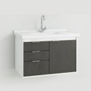 Ver imagem 2 de Gabinete para Banheiro Unik 80cm com Pia Lavatorio Suspenso Fimap Montado Branco Grafite