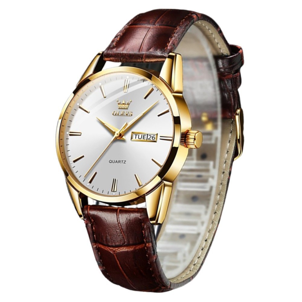 Relógio Olevs Classic Masculino Quartzo 6898 Dourado e Branco
