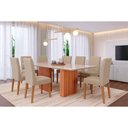 Ver imagem 1 de Conjunto: Mesa Sala Jantar Ester Tampo Madeirado C/ Vidro 210x100cm e 8 Cadeiras Maia Cinamomo/off