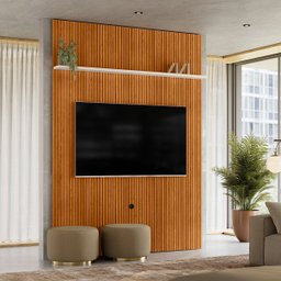 Painel Suspenso Piso-teto para Tv 65 Polegadas Cassio Cinamomo/off White - 1