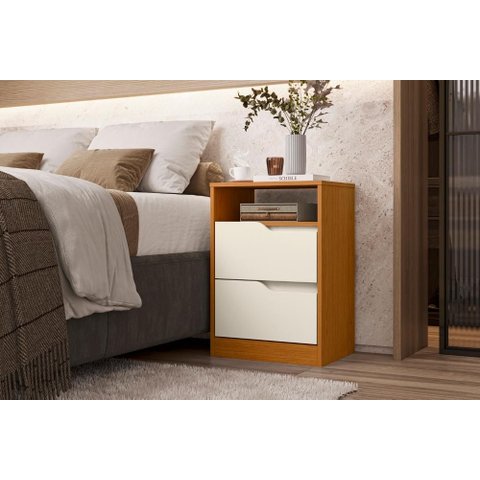 Mesa de Cabeceira 2 Gavetas Sole - Cinamomo Off White - Albatroz