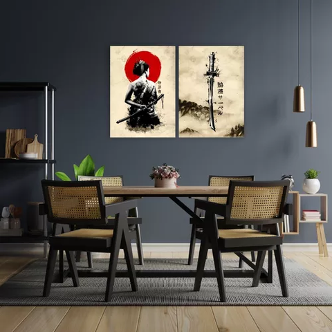Kit De Quadros Samurai Em Mdf Make Laser 60x40 Cm