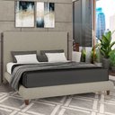 Ver imagem 2 de Cama Casal King Pés de Madeira 210cm Otto P05 Linho Bege - Lyam Decor