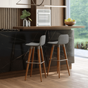 Ver imagem 1 de Kit 2 Banquetas Linea Base Madeira Cozinha Bar Bancada Alta:cinza/champanhe