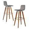 Kit 2 Banquetas Linea Base Madeira Cozinha Bar Bancada Alta:cinza/champanhe - 2
