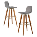 Ver imagem 2 de Kit 2 Banquetas Linea Base Madeira Cozinha Bar Bancada Alta:cinza/champanhe