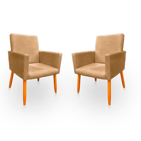 Kit 2 Poltronas Cadeira para Sala Confortável e Minimalista em Suede