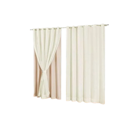 Cortina Blackout 100% com voil 2,80x2,30 Para Varão Simples:PALHA - 1