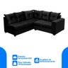 Sofá 166 X 183 Cm De Canto 4 Lugares, Molas Espirais Preto - 3