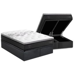Cama Box Baú Queen: Colchão Molas Masterpocket Ensacadas Herval Partenon C1629 + Base Crc Suede - 1